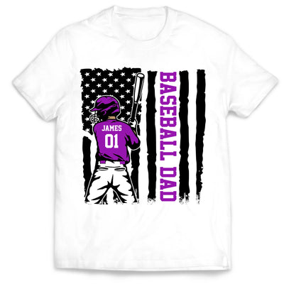 Baseball Dad - Personalized T-Shirt, Gift for Baseball Dad/Mom/Grandpa/Grandma, Baseball Family Gift