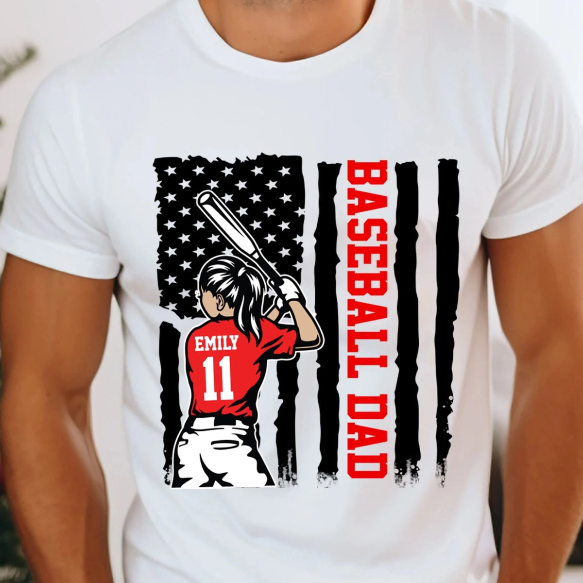 Baseball Dad - Personalized T-Shirt, Gift for Baseball Dad/Mom/Grandpa/Grandma, Baseball Family Gift