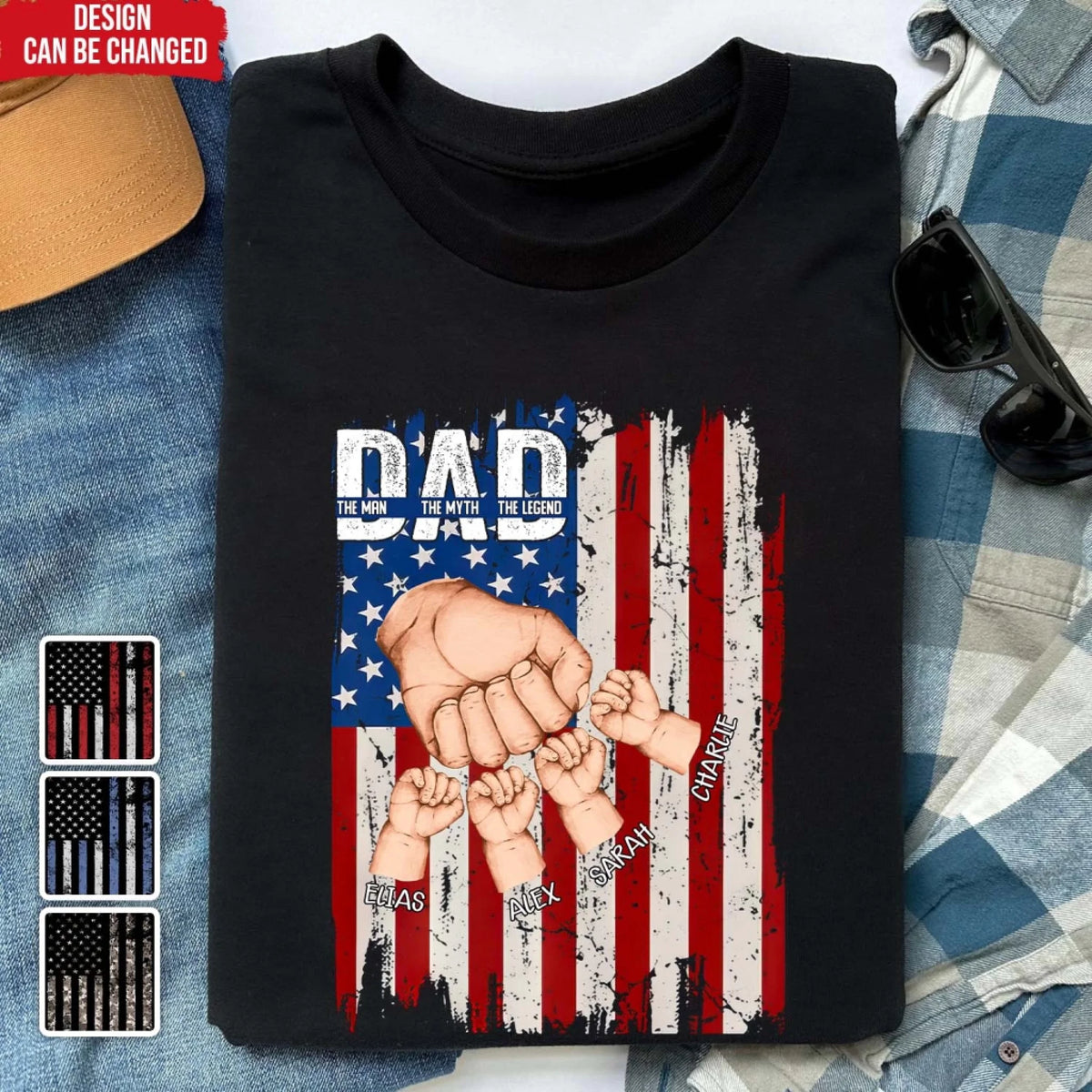 Dad Fist Bump - Personalized T-Shirt, Gift For Dad, Daddy And His Kids, Fist Bump Dad Shirt