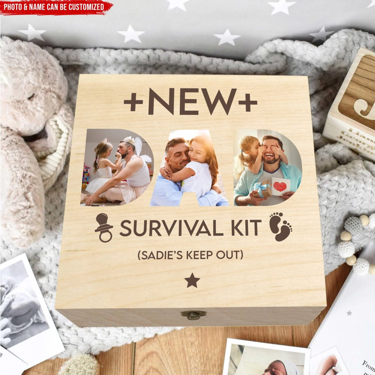 New Dad Survival Kit - Personalized Box, Gift For New Father