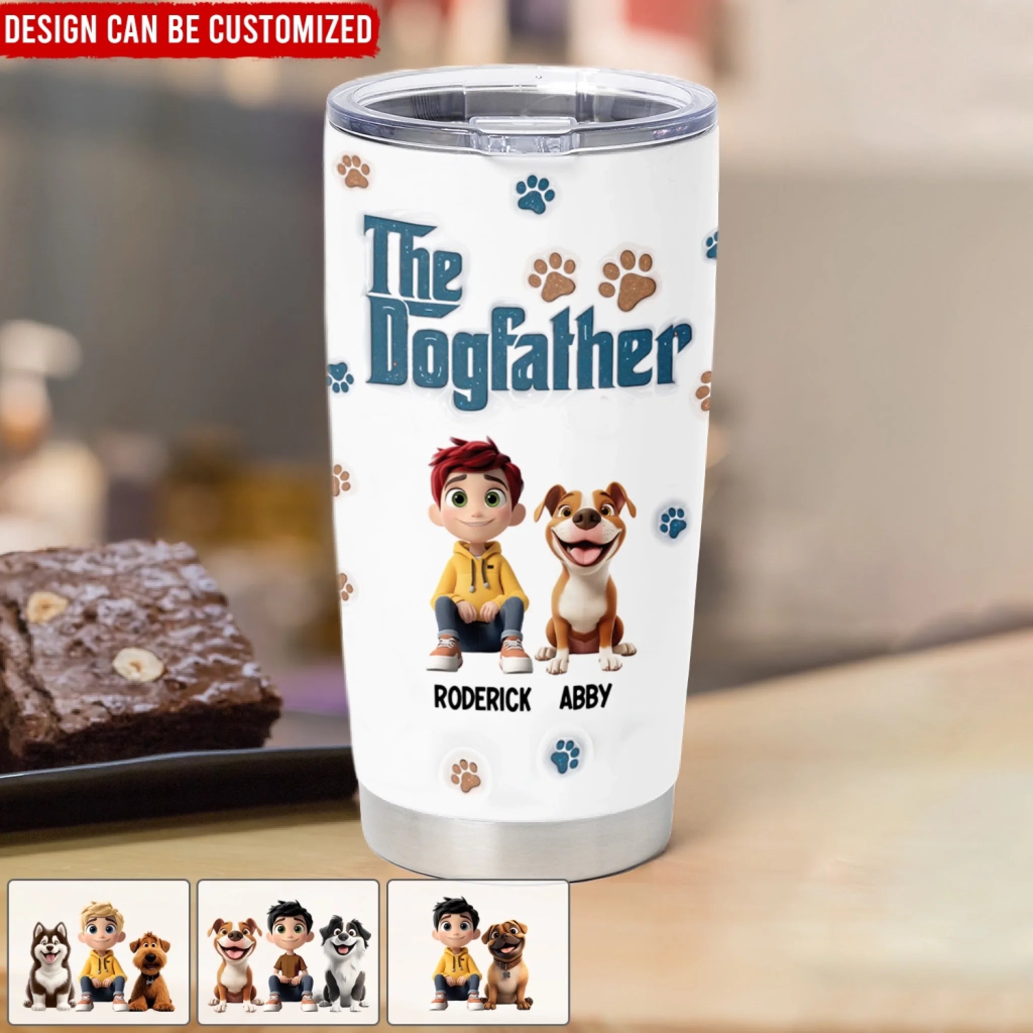 Dog Dad The DogFather Lovely Chibi - Personalized Tumbler, Gift For Dog Dad, Dad Lover Gift