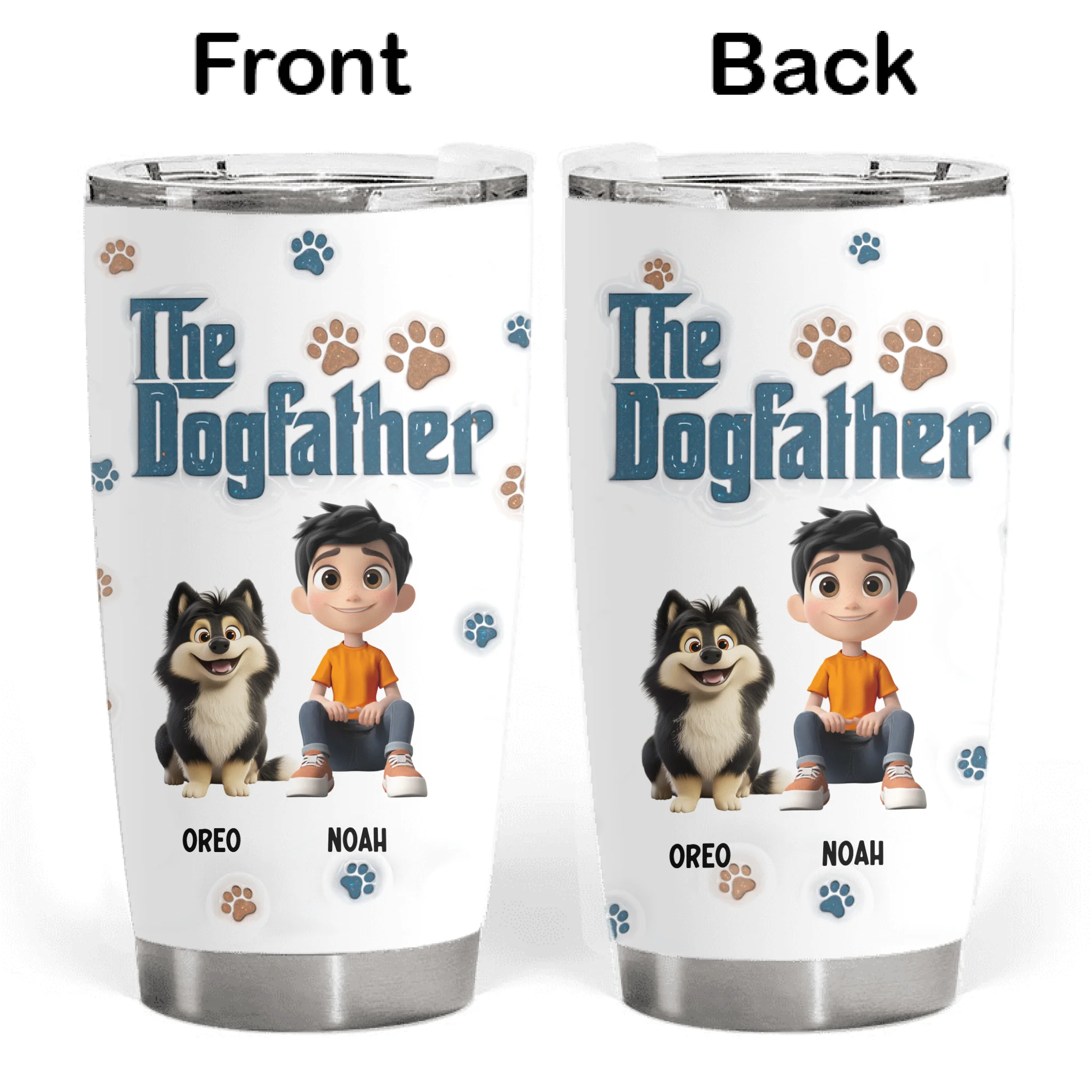 Dog Dad The DogFather Lovely Chibi - Personalized Tumbler, Gift For Dog Dad, Dad Lover Gift