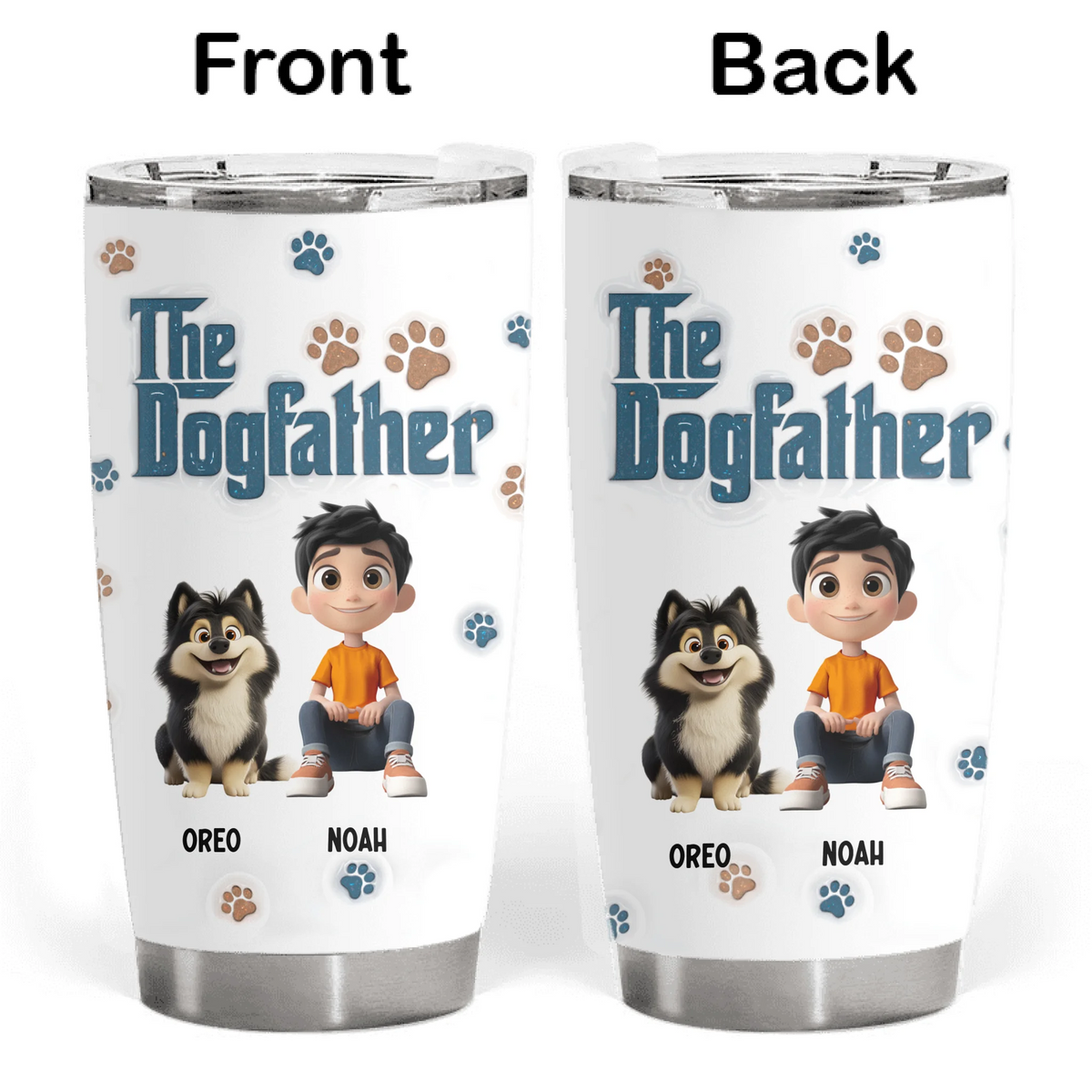 Dog Dad The DogFather Lovely Chibi - Personalized Tumbler, Gift For Dog Dad, Dad Lover Gift