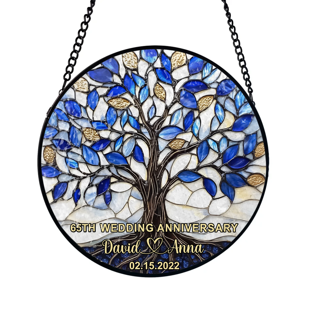 Anniversary Tree of Life - Personalized Window Stained Glass, Hanging Suncatcher, Wedding Anniversary Gift