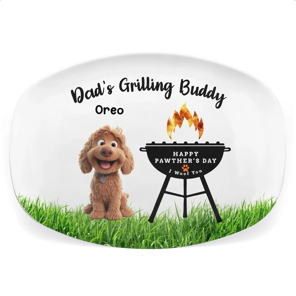 Dad's Grilling Buddies - Personalized Platter, Grilling Dad Gift, Gift for Dog Dad