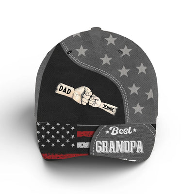 Fist Bump Daddy Grandpa - Personalized Cap, Gift For Grandpa/ Dad, Dad Cap Gift Idea