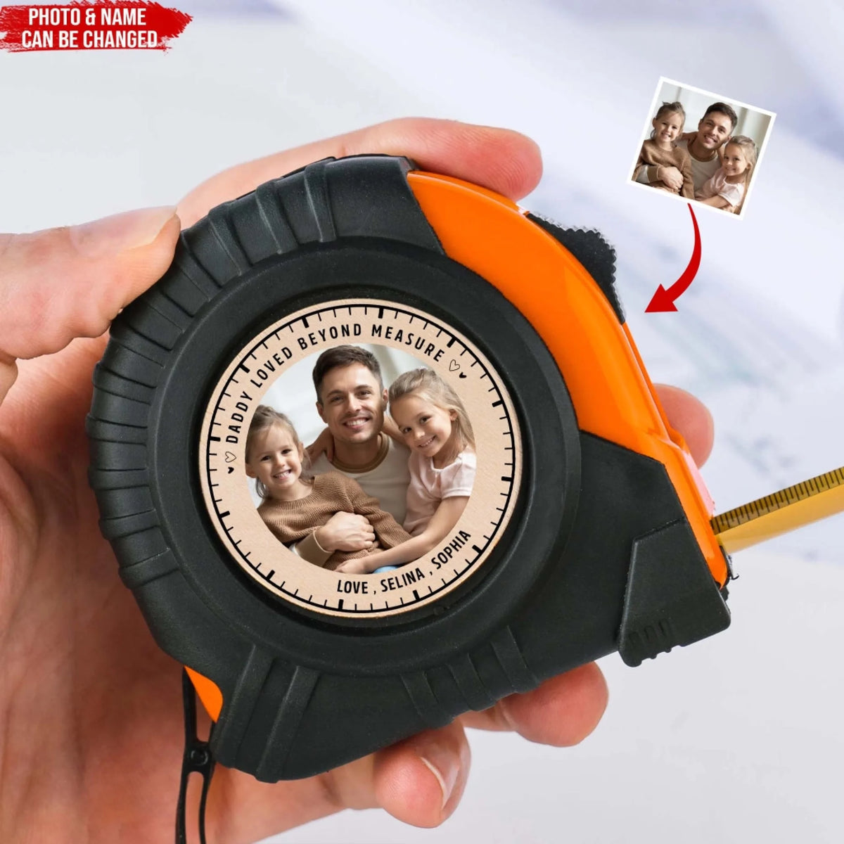 Daddy Loved Beyond Measure - Personalized Tape Measure, Father's Day Gift For Dad