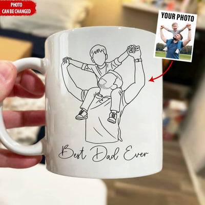 Dad Portrait - Personalized Mug, Gift For Dad, Custom Photo Dad Gift, Gift For Him