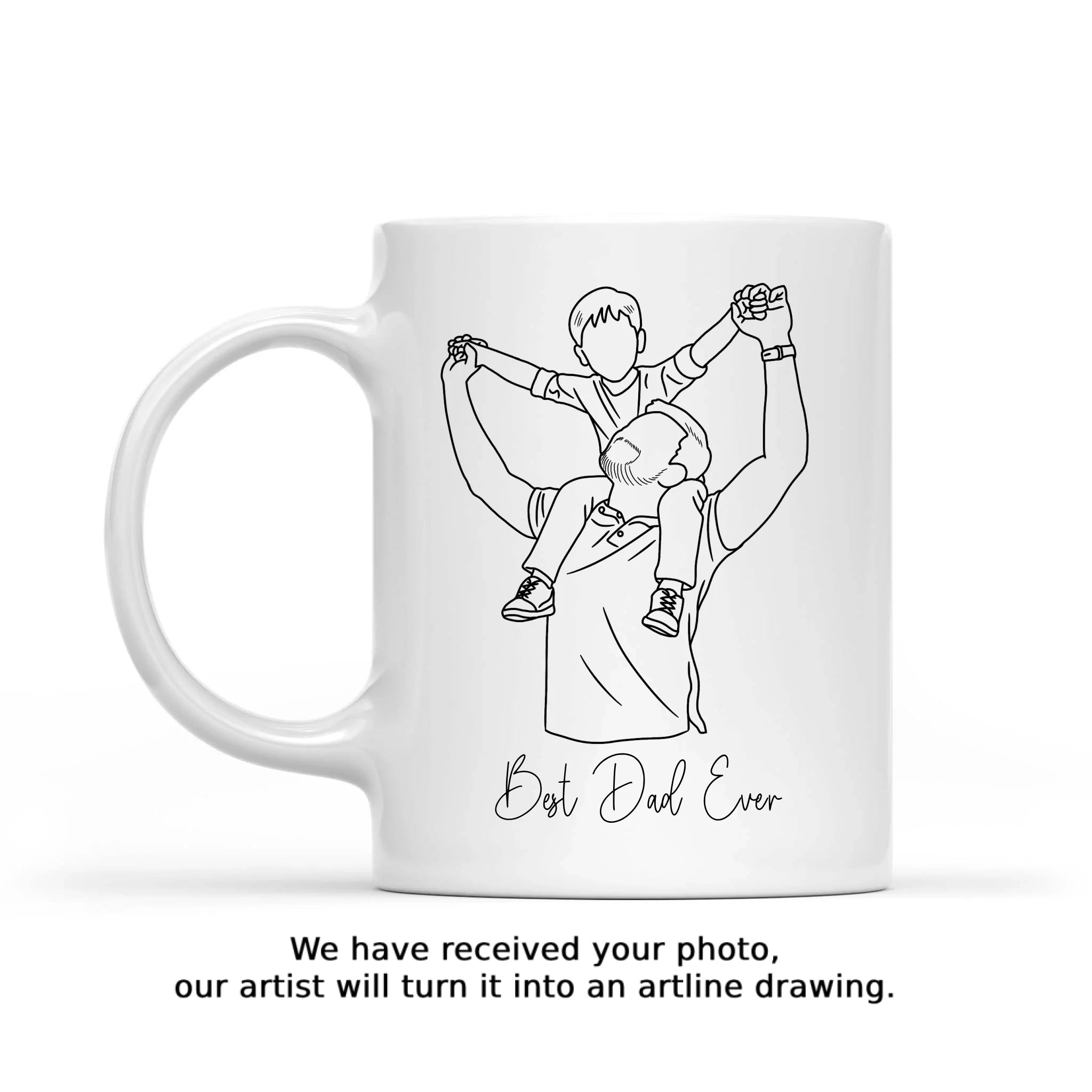 Dad Portrait - Personalized Mug, Gift For Dad, Custom Photo Dad Gift, Gift For Him