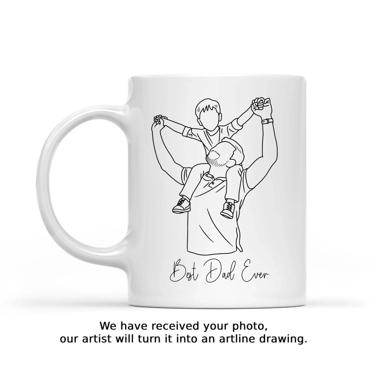 Dad Portrait - Personalized Mug, Gift For Dad, Custom Photo Dad Gift, Gift For Him