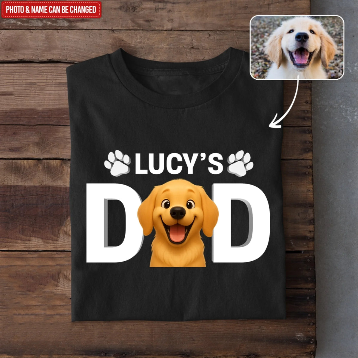 Dog Dad/Dog Mom - Personalized T-Shirt, Custom Dog Photo 3D Cartoon, Gift for Dog Lovers