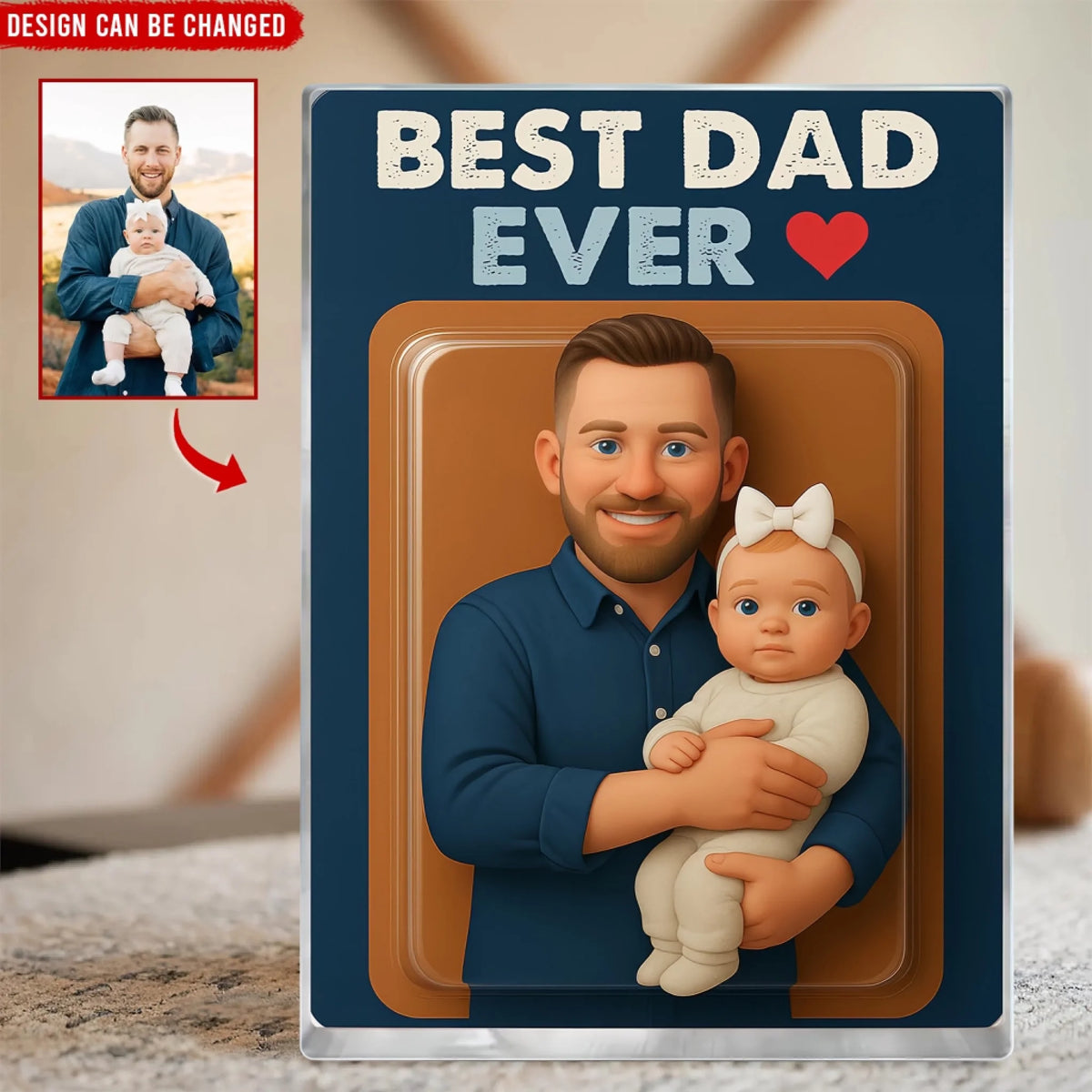 Best Dad Ever Custom Photo - Personalized Acrylic Plaque, Custom Action Figure Acrylic Block