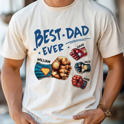 Avengers Best Dad Ever - Personalized T-Shirt, Gift For Dad, Dad Fist Bump