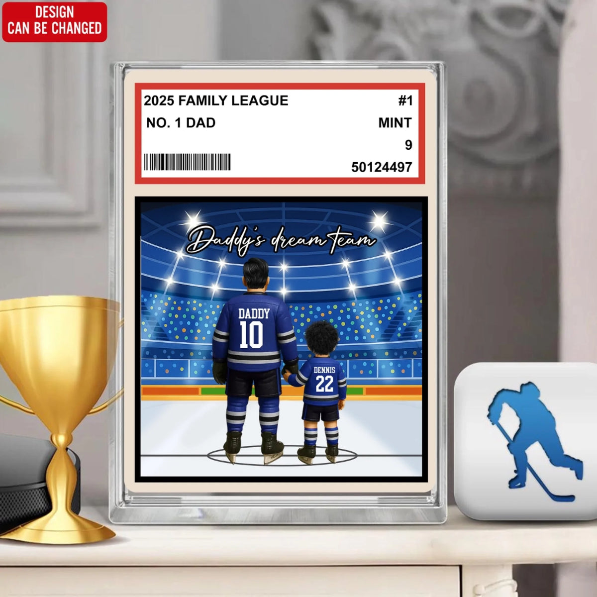 Hockey Daddy’s Dream Team - Personalized Acrylic Plaque, Gift For Hockey Dad, Hockey Lover Gift