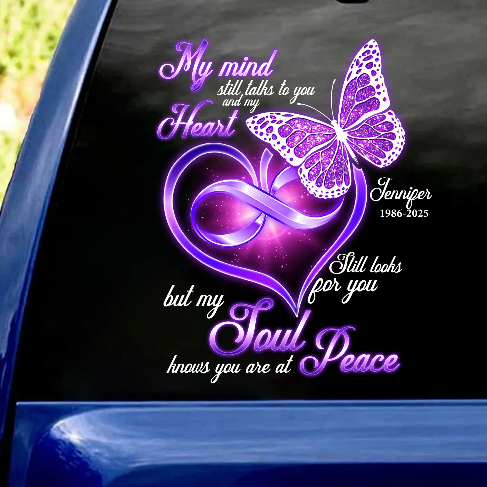My Soul Knows You Are At Peace - Personalized Decal, Memorial Decal For Loss Of Loved One