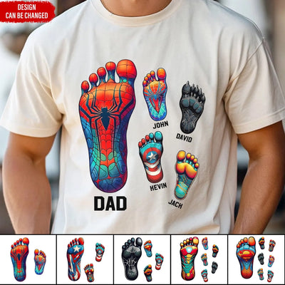 Superhero Father and Kid Footprints mk ads