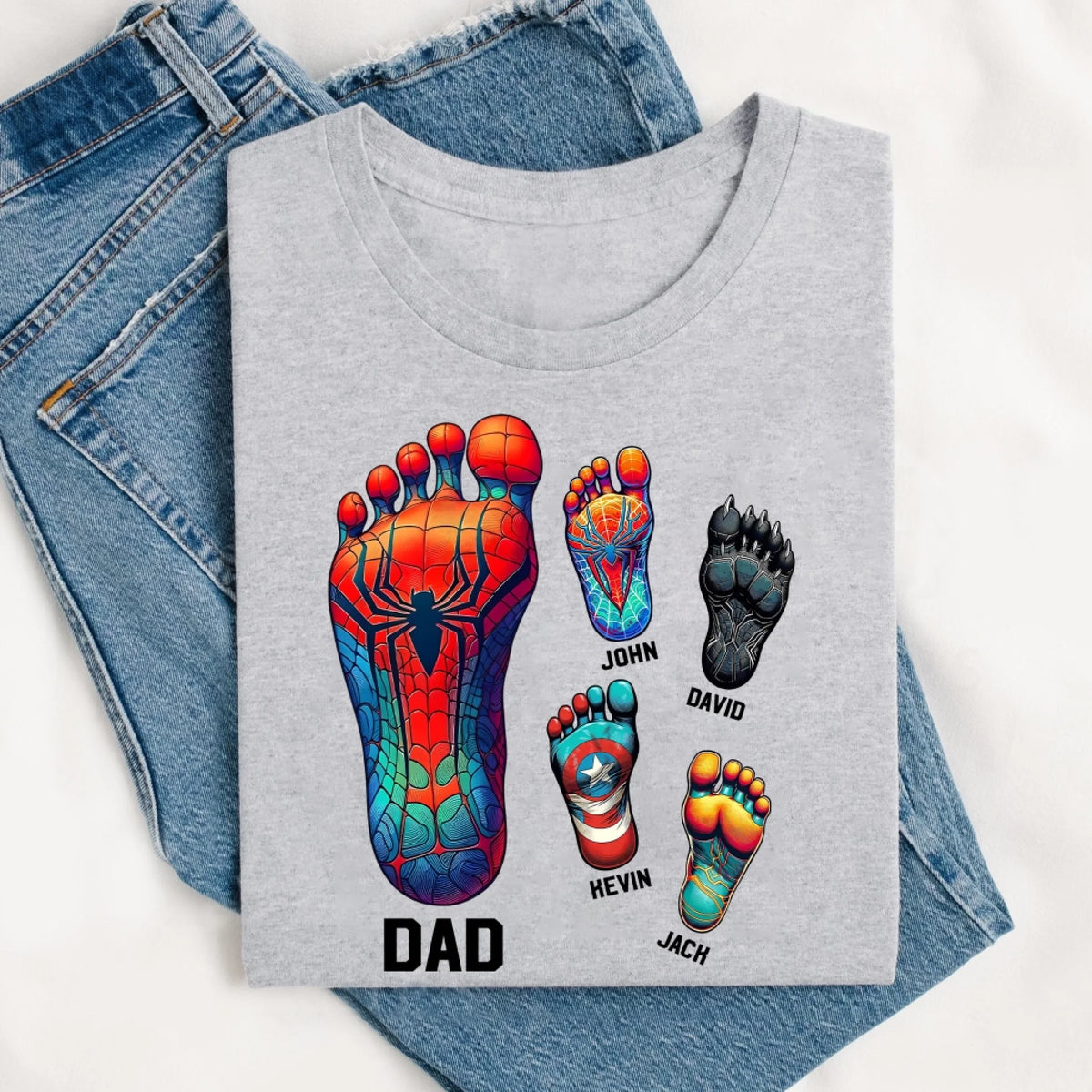 Superhero Father and Kid Footprints mk 3