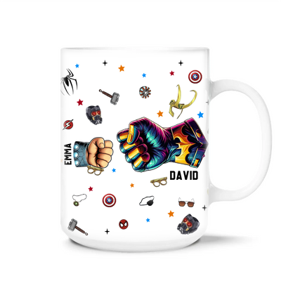 Dad Fist Bump Up With Kids - Personalized Mug, Gift For Dad