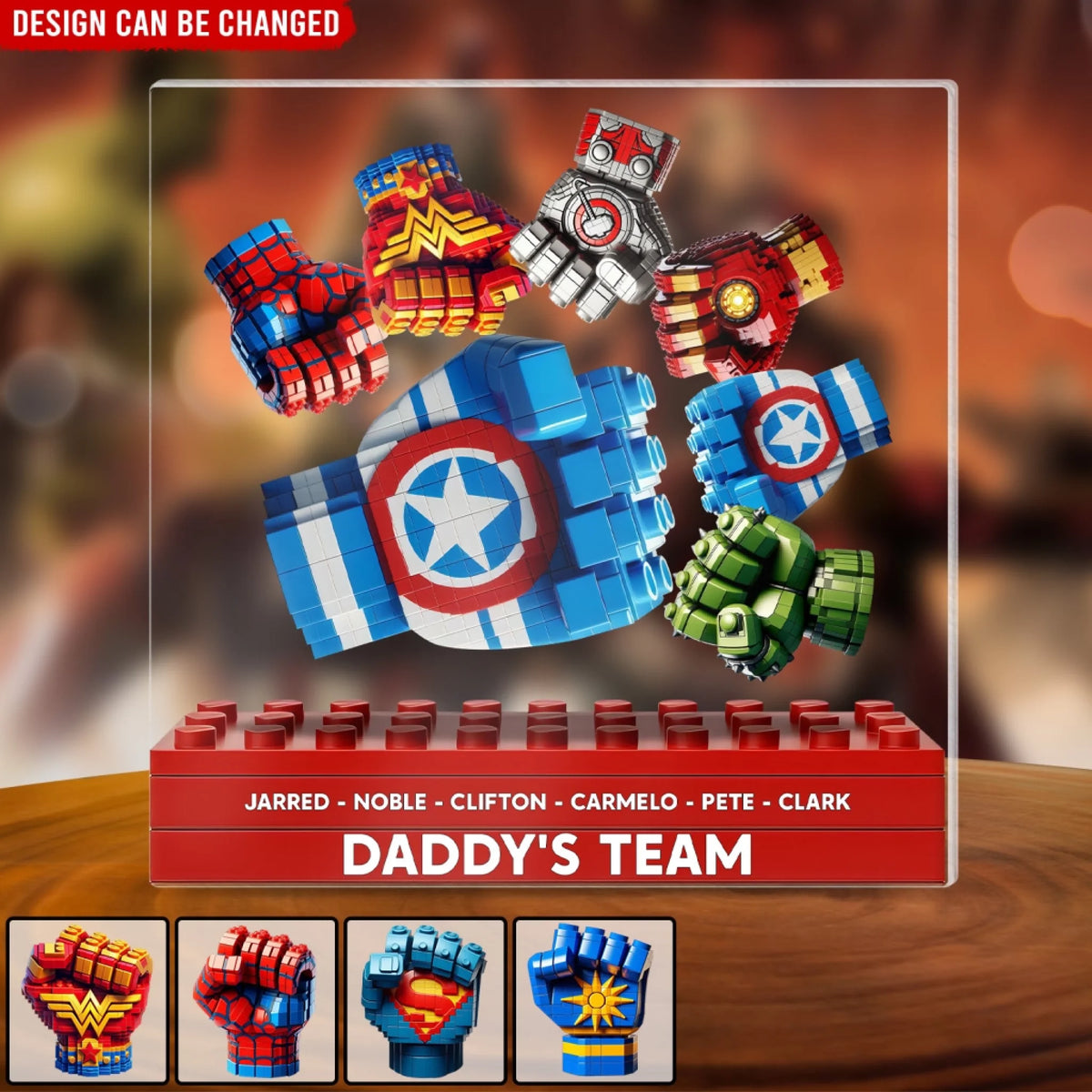 Super Dad Daddy's Team - Personalized Acrylic Plaque, Gift For Dad, Dad Plaque Gift