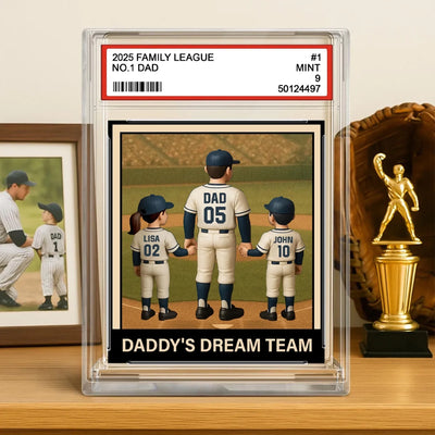 Daddy's Dream Team Baseball No. 1 Dad Grandpa Man & Kids - Personalized Acrylic Plaque, Gift For Dad, Baseball Dad Gift