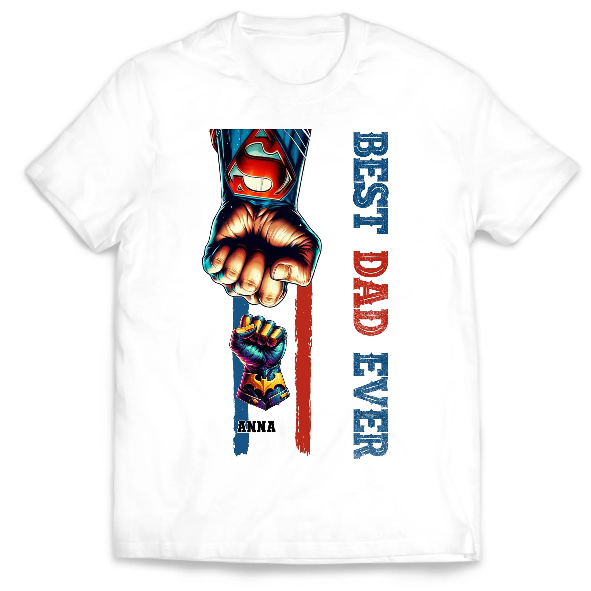 Superhero Best Dad Ever - Personalized T-Shirt, Dad And Kid Fist Bump Superhero, Gift For Dad