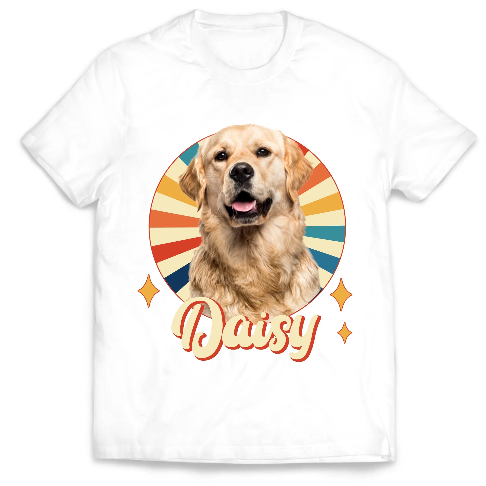 Retro Custom Pet Photo - Personalized T-Shirt, Gift for Dog/Cat Lovers, Pet Owner Gift