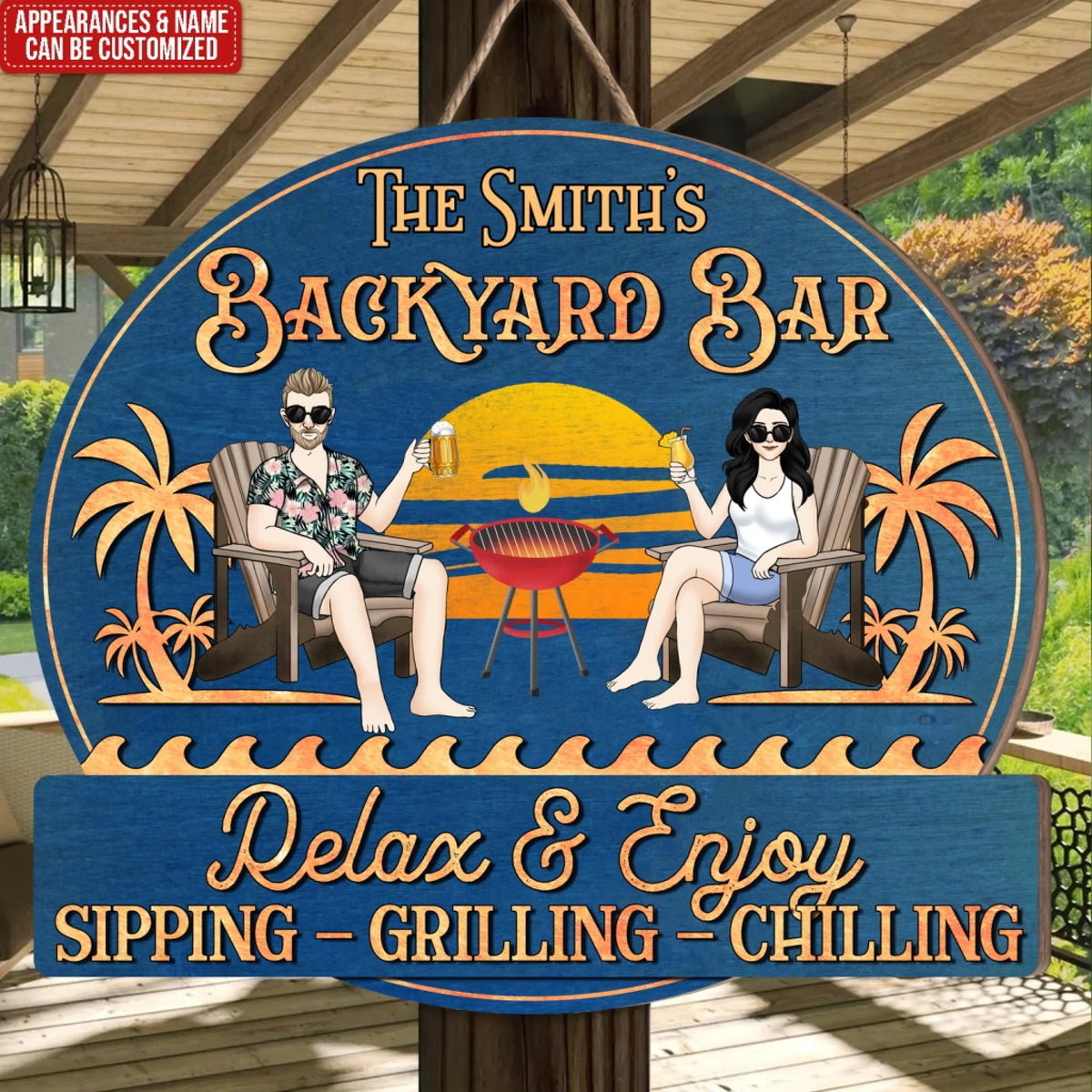 Family Poolside Paradise - Personalized Wooden Sign, Wooden Sign Custom Shape, Summer Decor