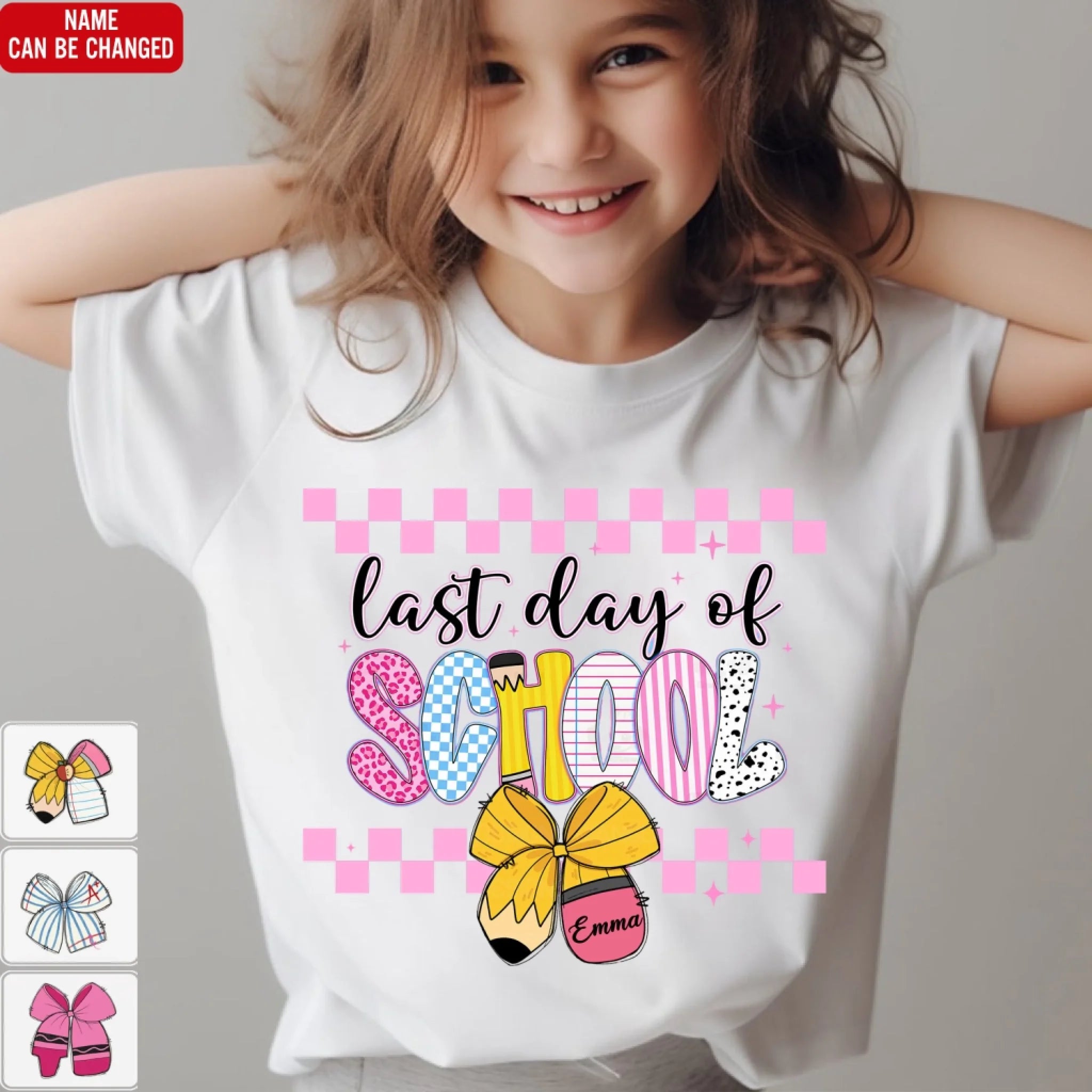 Last Day Of School Cute Bow - Personalized T-Shirt, End of School Shirt, Summer Break Gift
