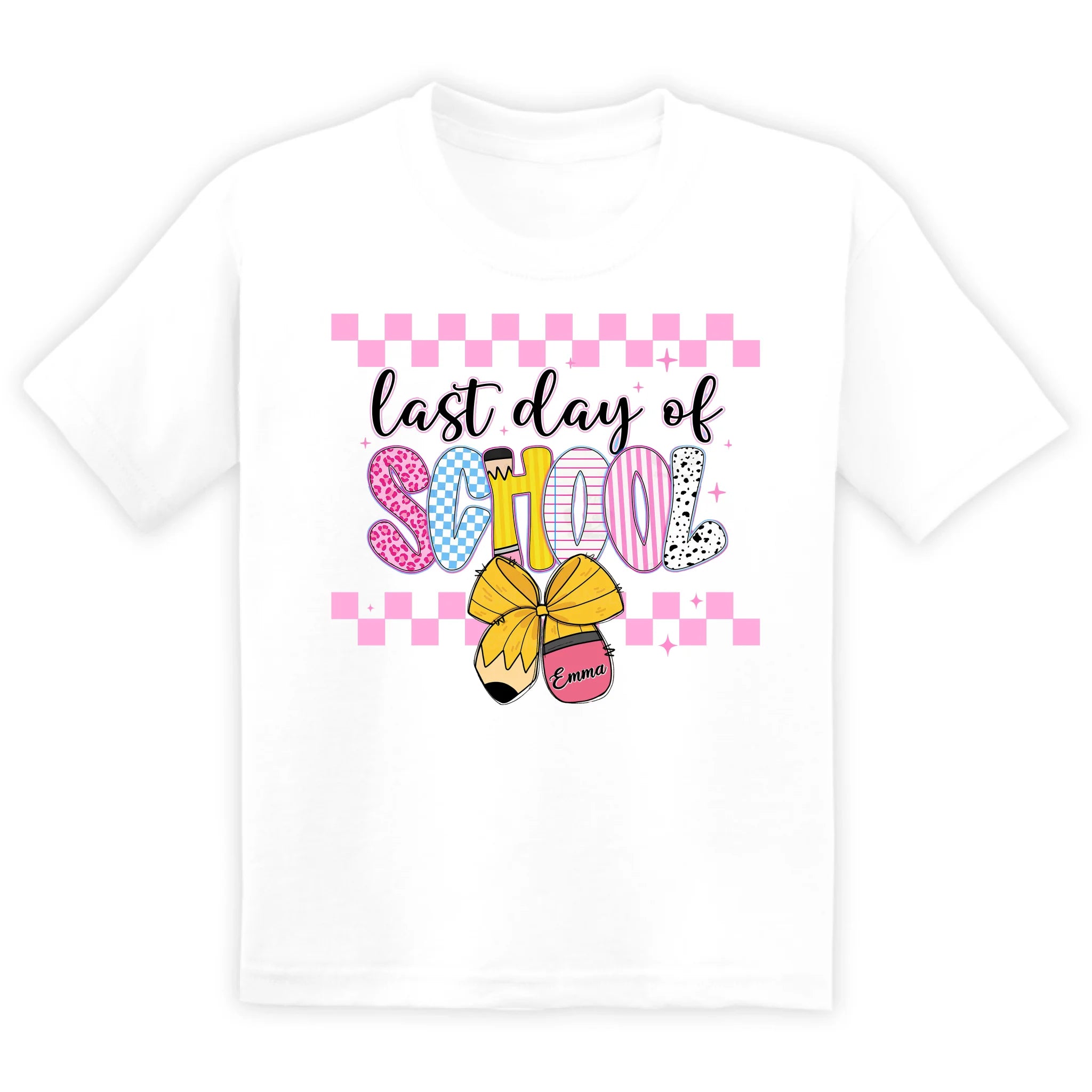 Last Day Of School Cute Bow - Personalized T-Shirt, End of School Shirt, Summer Break Gift