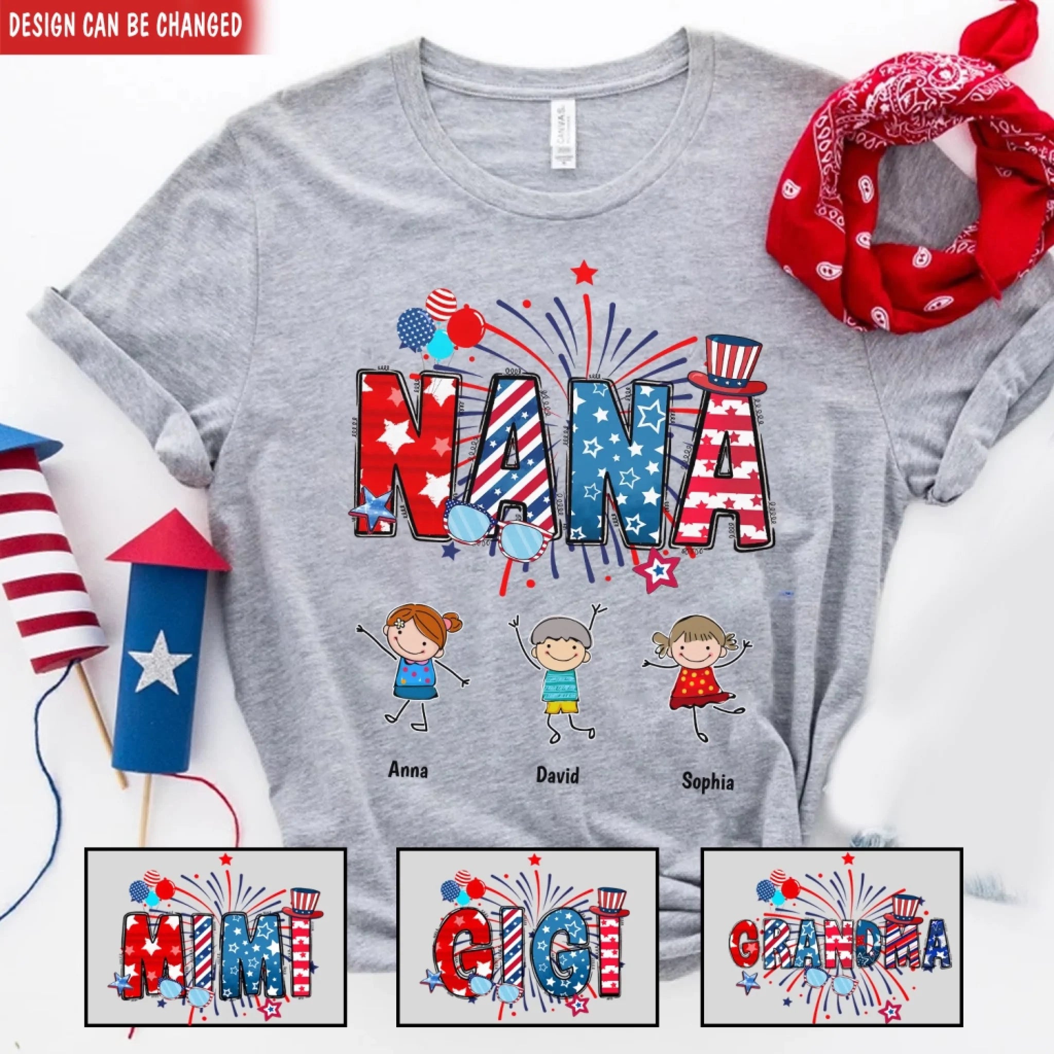 Grandma And Grandkid 4th Of July - Personalized T-Shirt, Gift For Grandma
