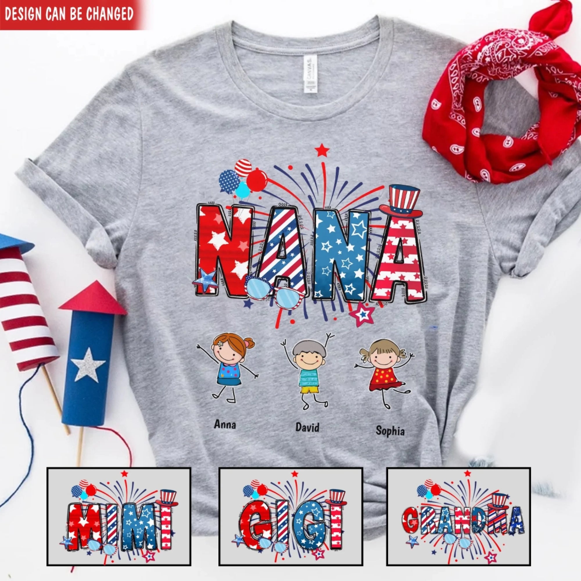 Grandma And Grandkid 4th Of July - Personalized T-Shirt, Gift For Grandma