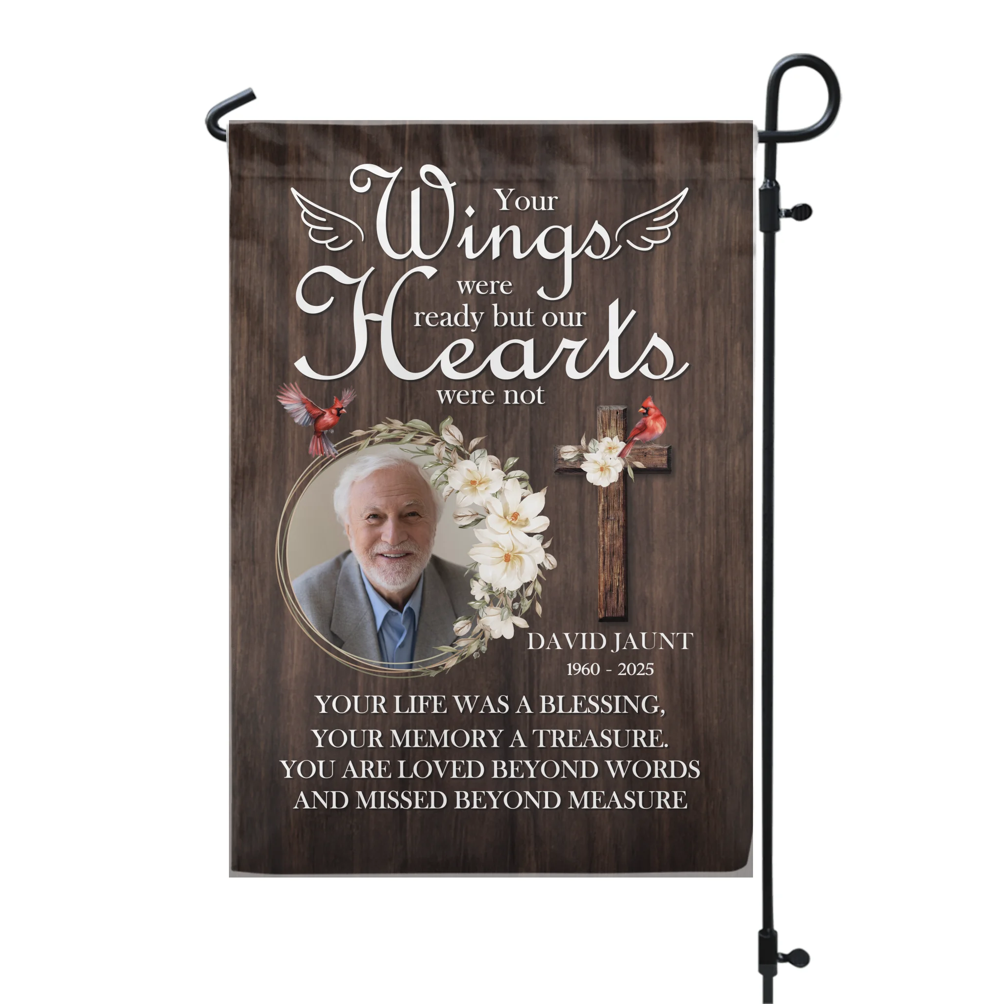 Your Wings Were Ready But Hearts Were Not - Personalized Garden Flag, Memorial Gifts
