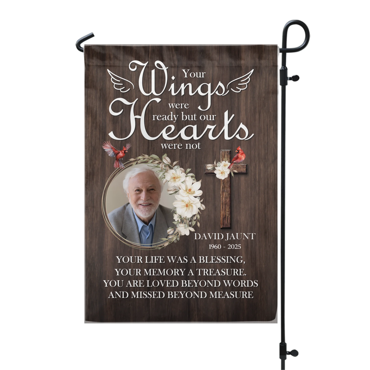 Your Wings Were Ready But Hearts Were Not - Personalized Garden Flag, Memorial Gifts
