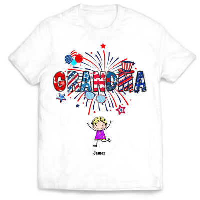Grandma And Grandkid 4th Of July - Personalized T-Shirt, Gift For Grandma