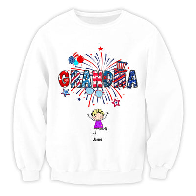 Grandma And Grandkid 4th Of July - Personalized T-Shirt, Gift For Grandma