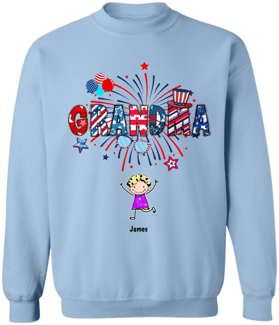 Grandma And Grandkid 4th Of July - Personalized T-Shirt, Gift For Grandma