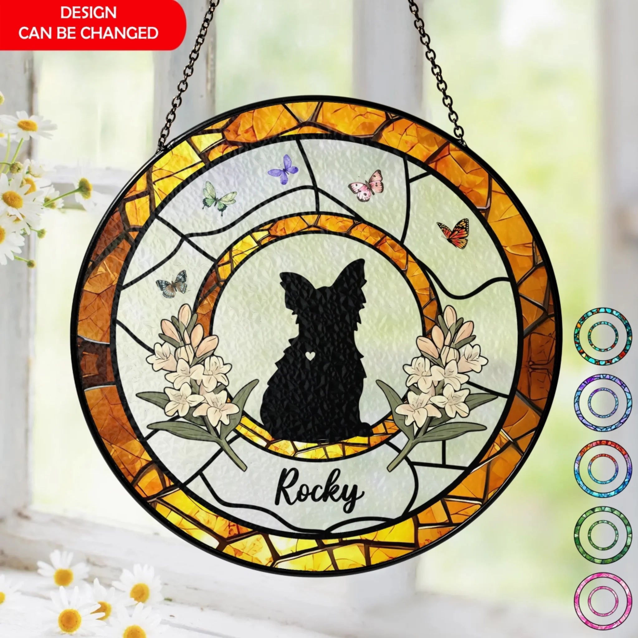 Custom Dog - Personalized Window Stained Glass, Hanging Suncatcher, Gifts For Pet Lover, Cute Dog Suncatcher, Dog Memorial Gift