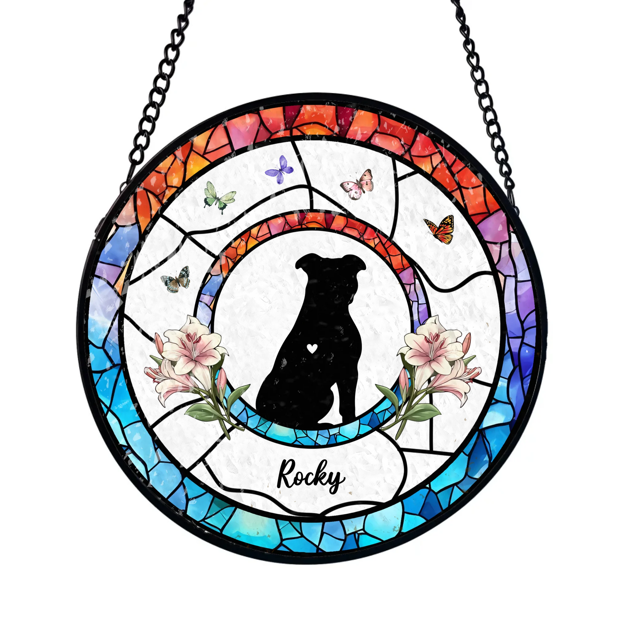 Custom Dog - Personalized Window Stained Glass, Hanging Suncatcher, Gifts For Pet Lover, Cute Dog Suncatcher, Dog Memorial Gift