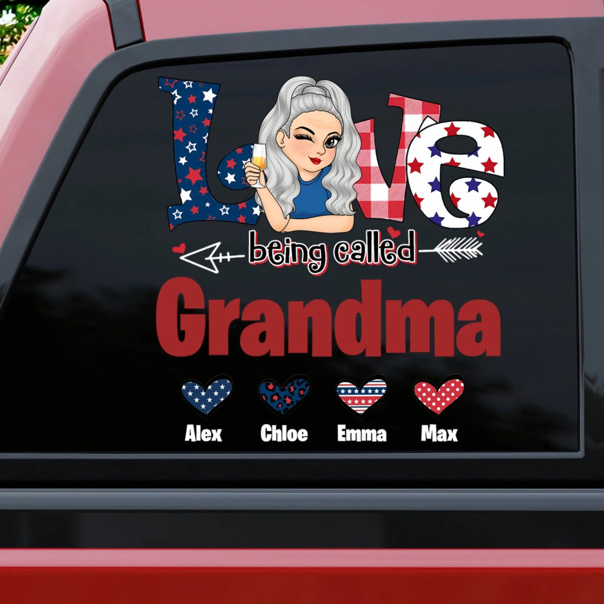 4th Of July Love Being Called Grandma - Personalized Decal, Gift For Grandma