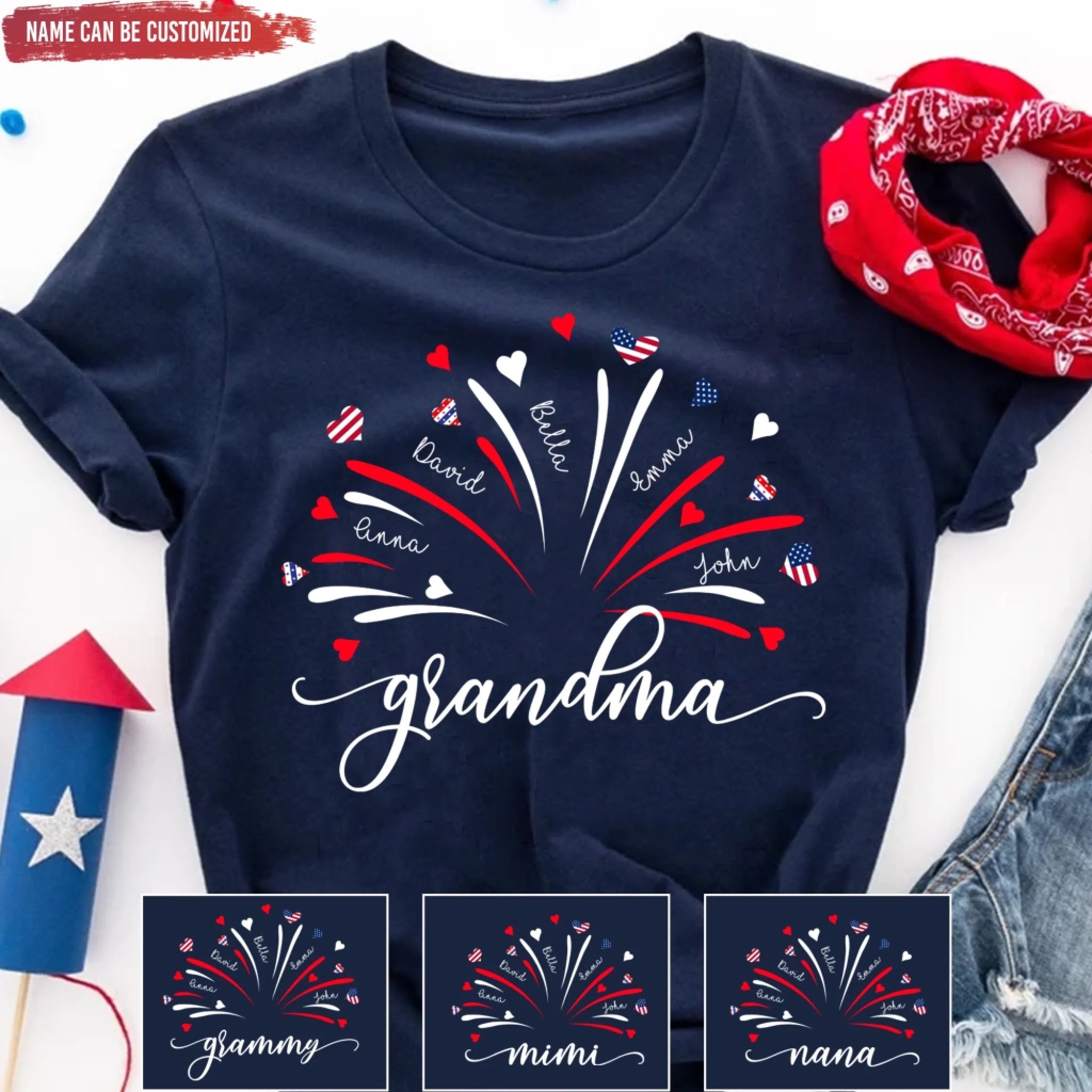 4th Of July Grandma - Personalized T-Shirt, 4th Of July Shirt, Gift For Family