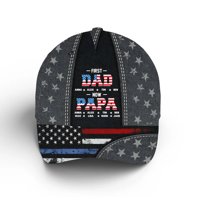 First Dad Now Papa 4th Of July - Personalized Classic Cap, 4th Of July Cap