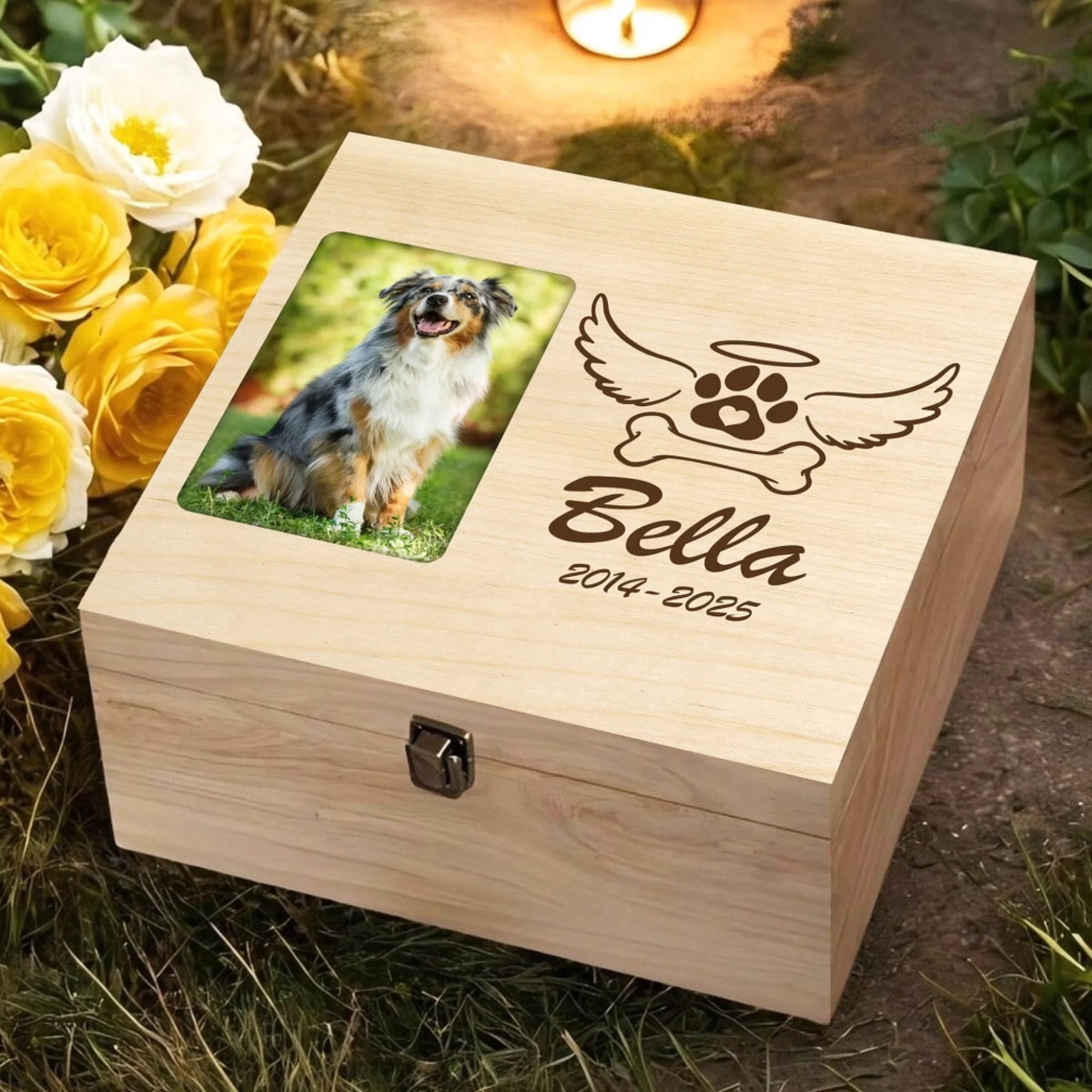 Custom Pet Photo - Personalized Memory Keepsake Box, Pet Memorial Gift ...
