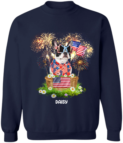 Cute Pet In A Basket 4th Of July - Personalized T-Shirt, 4th Of July Shirt, Gift For Pet