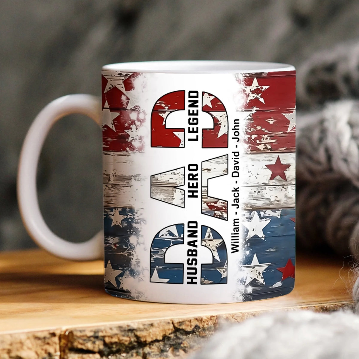 4th Of July Dad Husband Hero Legend - Personalized Mug, 4th Of July Dad Mug