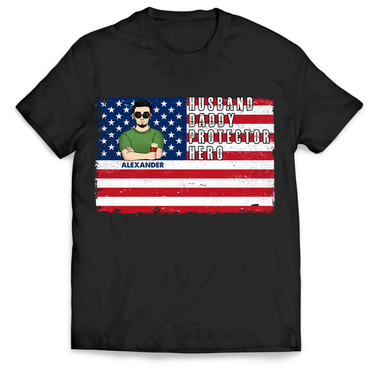 Dad USA Patriotic Flag - Personalized T-Shirt, 4th Of July Shirt, Patriotic Shirt