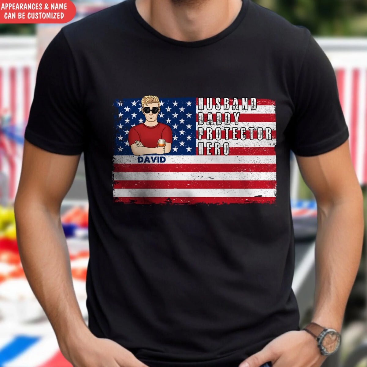 Dad USA Patriotic Flag - Personalized T-Shirt, 4th Of July Shirt, Patriotic Shirt