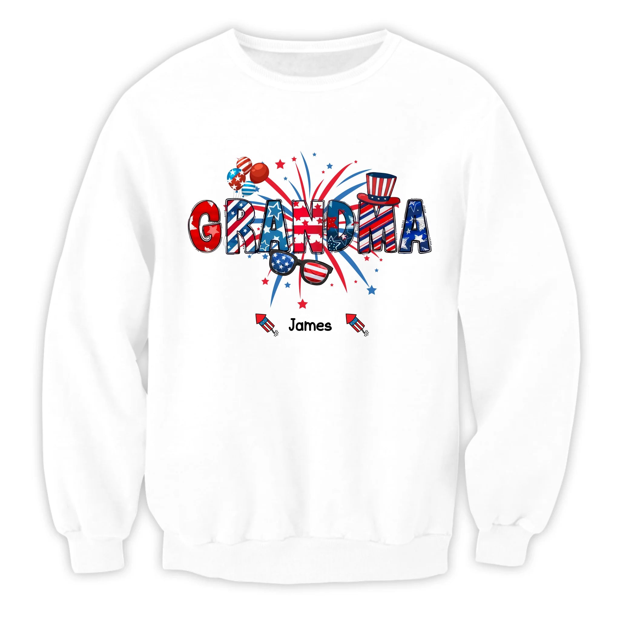 Grandma Patriotic 4th of July - Personalized T-Shirt, Gift for Grandma/Mom/Wife, Independence Day Shirt