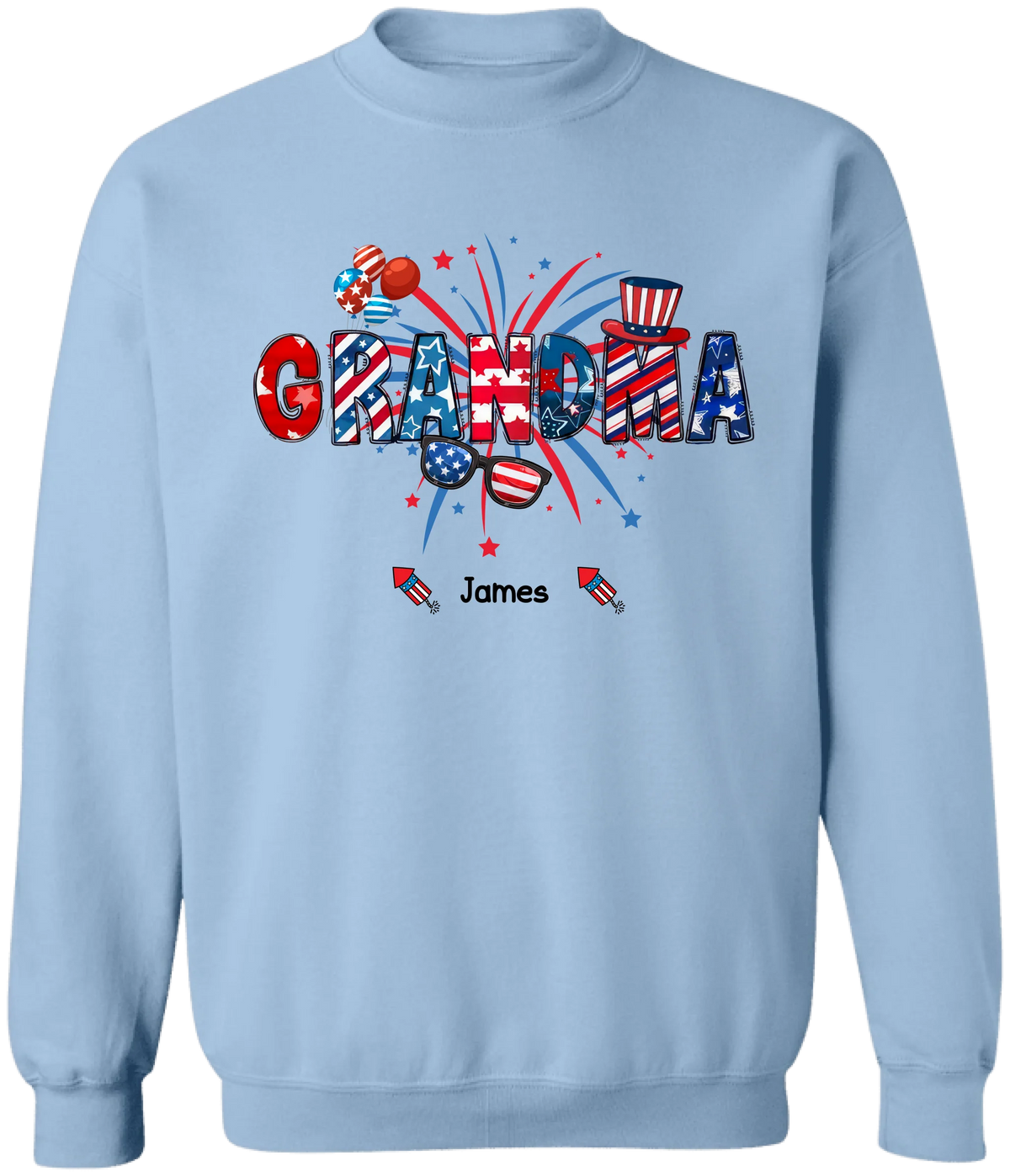 Grandma Patriotic 4th of July - Personalized T-Shirt, Gift for Grandma/Mom/Wife, Independence Day Shirt