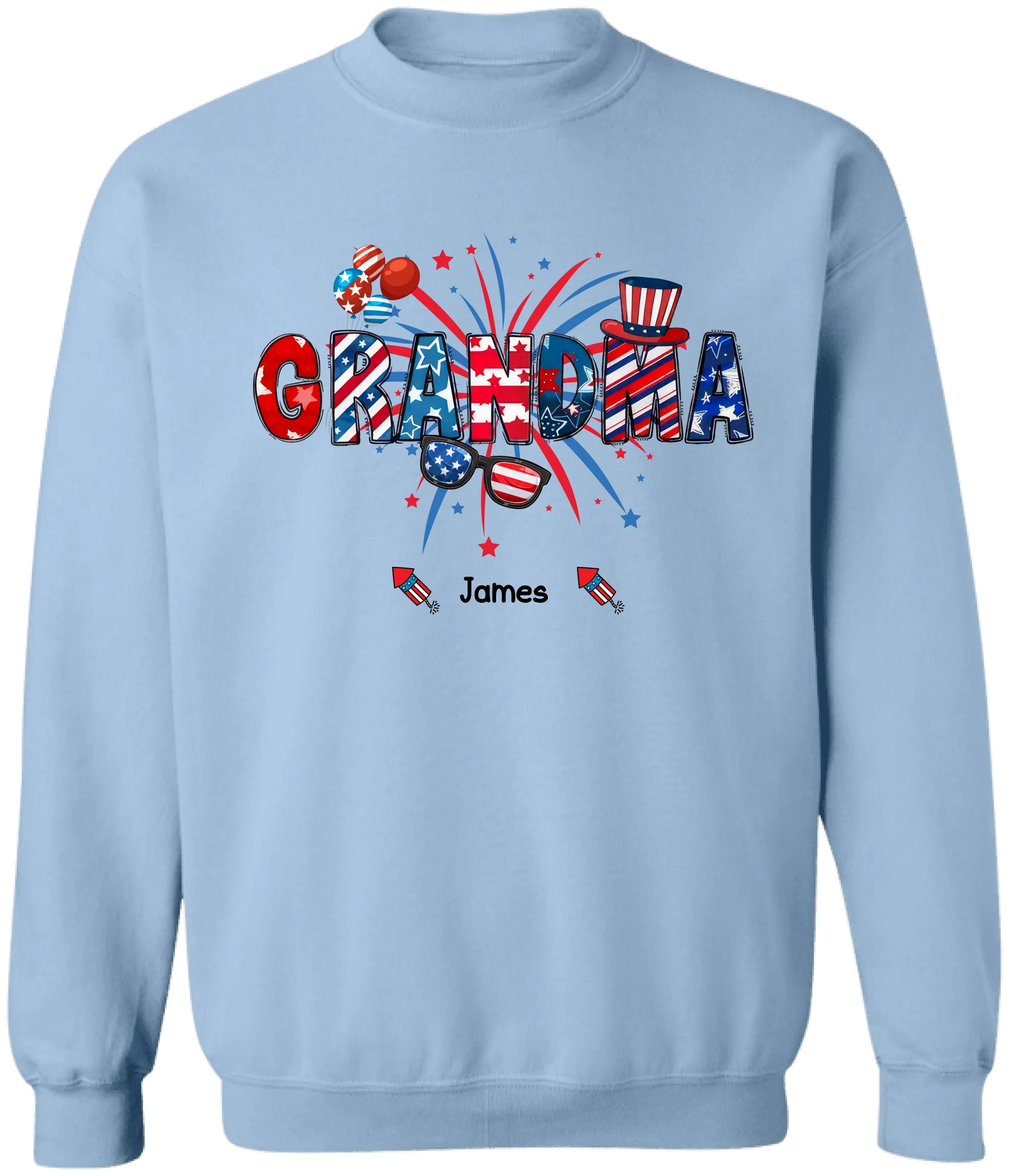 Grandma Patriotic 4th of July - Personalized T-Shirt, Gift for Grandma/Mom/Wife, Independence Day Shirt