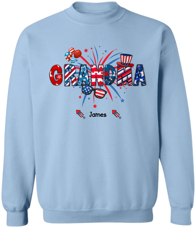 Grandma Patriotic 4th of July - Personalized T-Shirt, Gift for Grandma/Mom/Wife, Independence Day Shirt